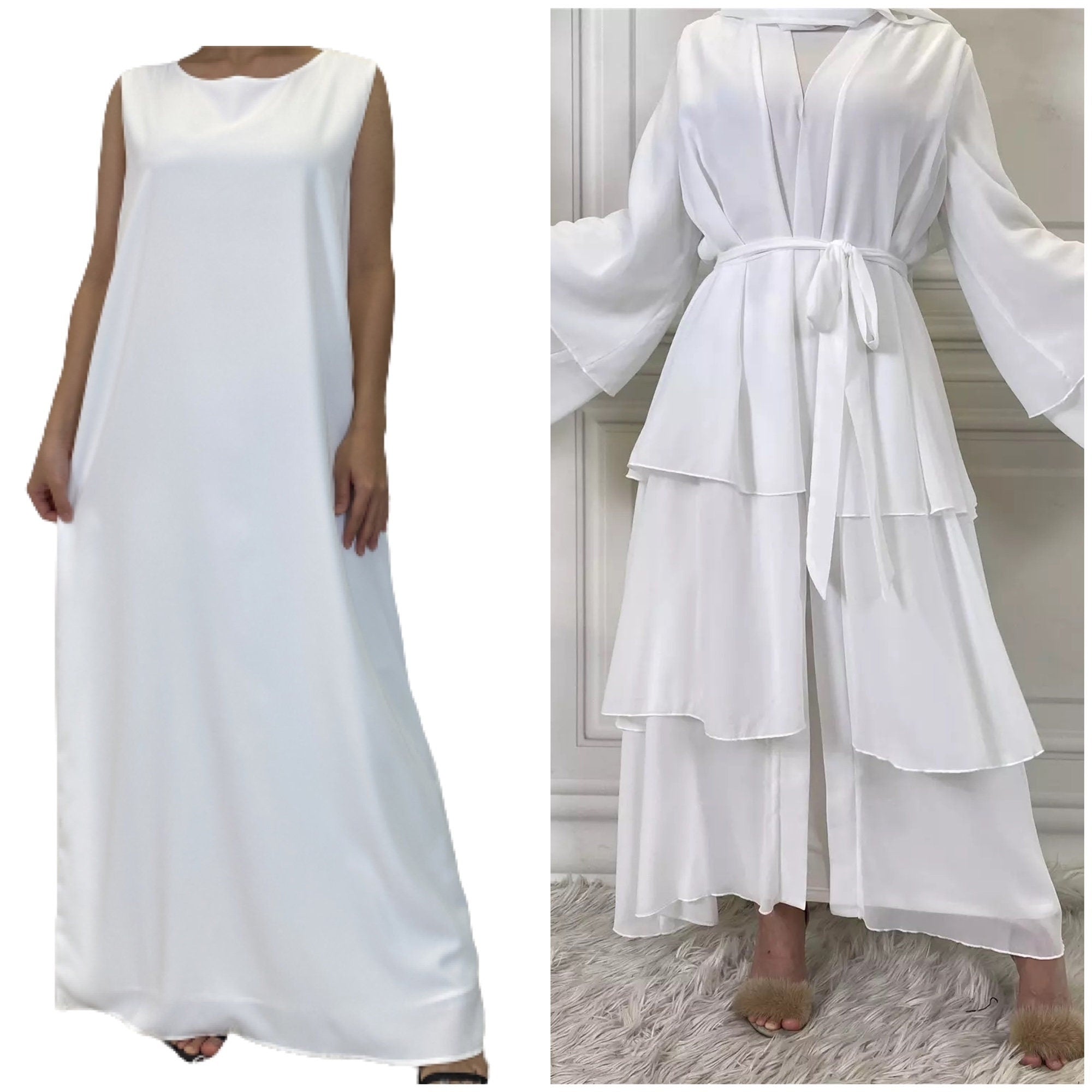 3-Piece Chiffon Layers, Inner Dress, and Coordinating Scarf