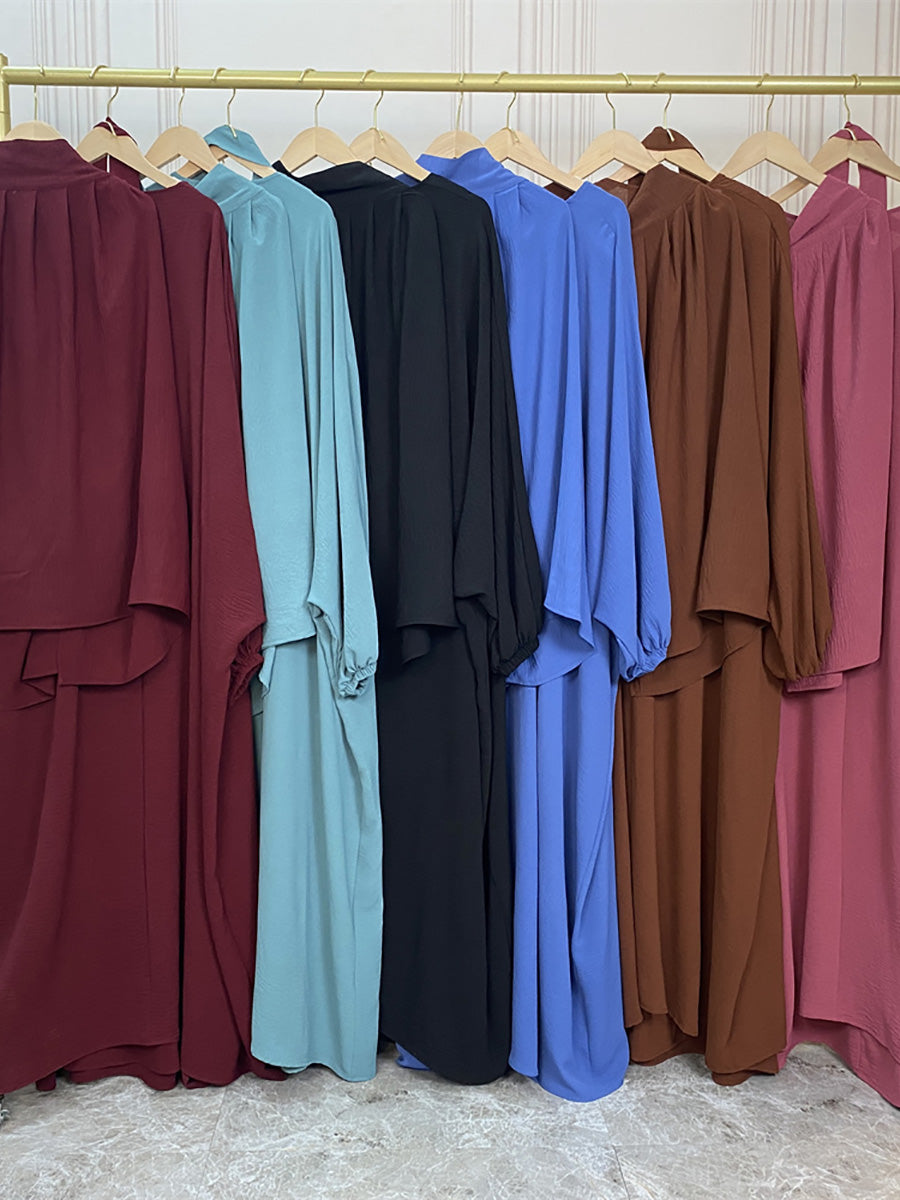 Three pieces wrap abaya dress- Canada hijab fashion Muslims - USA