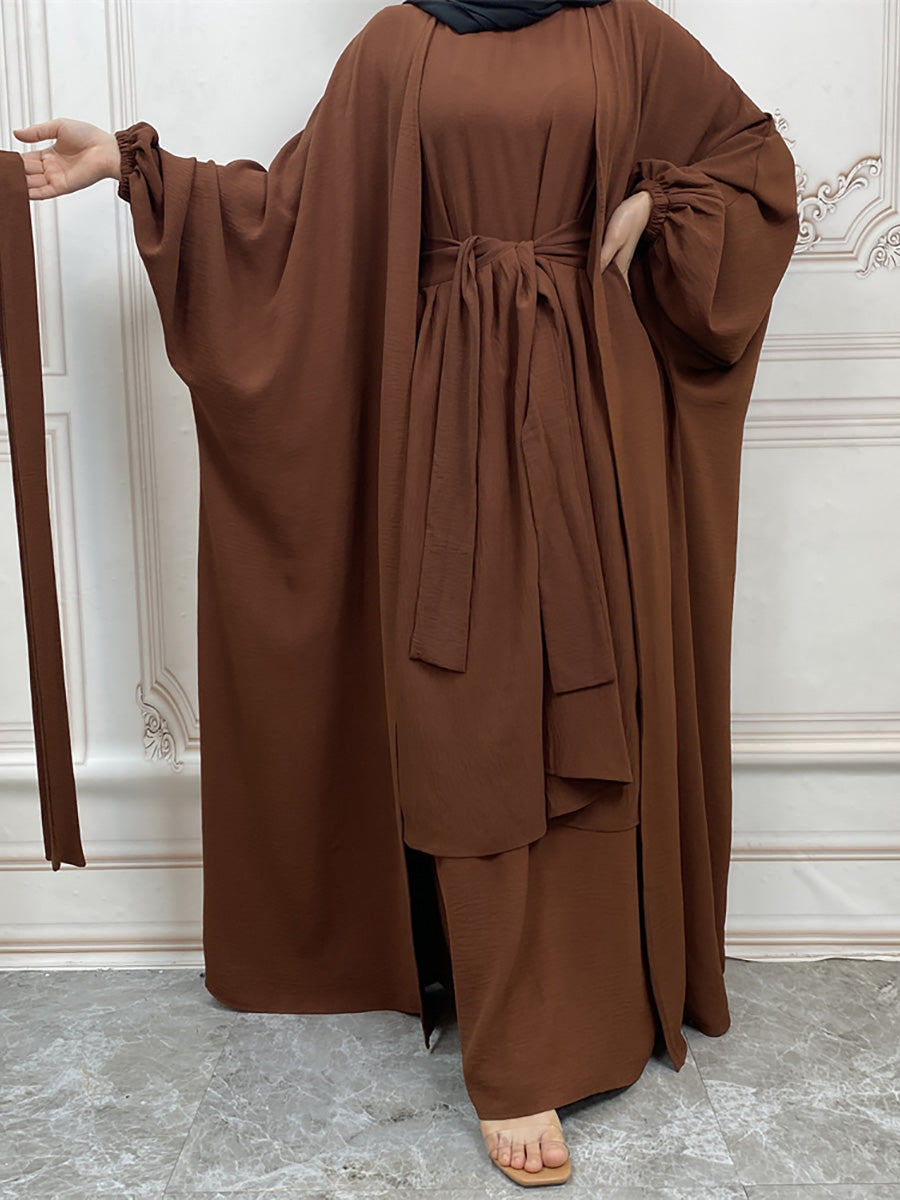 Three pieces wrap abaya dress- Canada hijab fashion Muslims - USA
