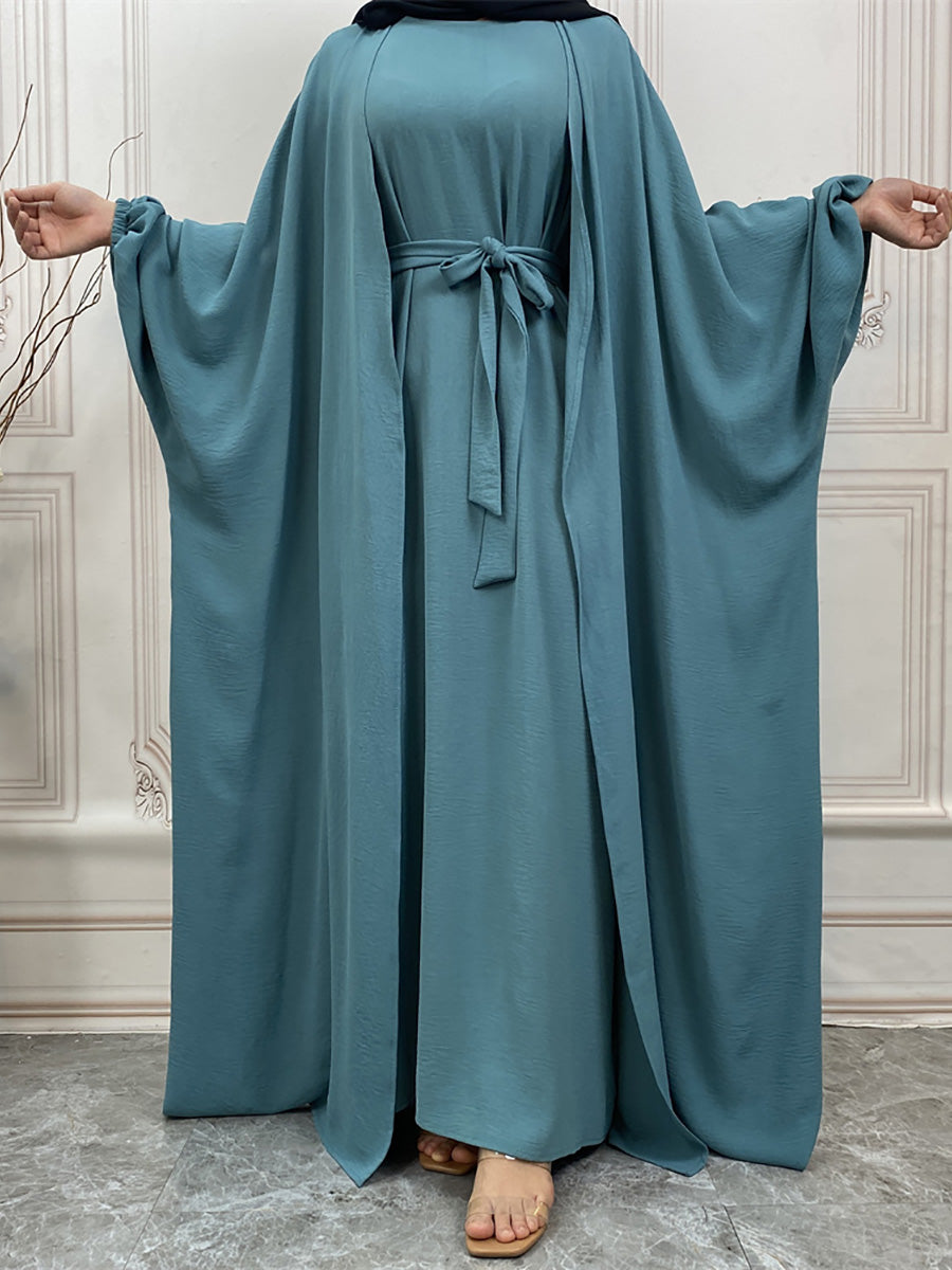 Three pieces wrap abaya dress- Canada hijab fashion Muslims - USA