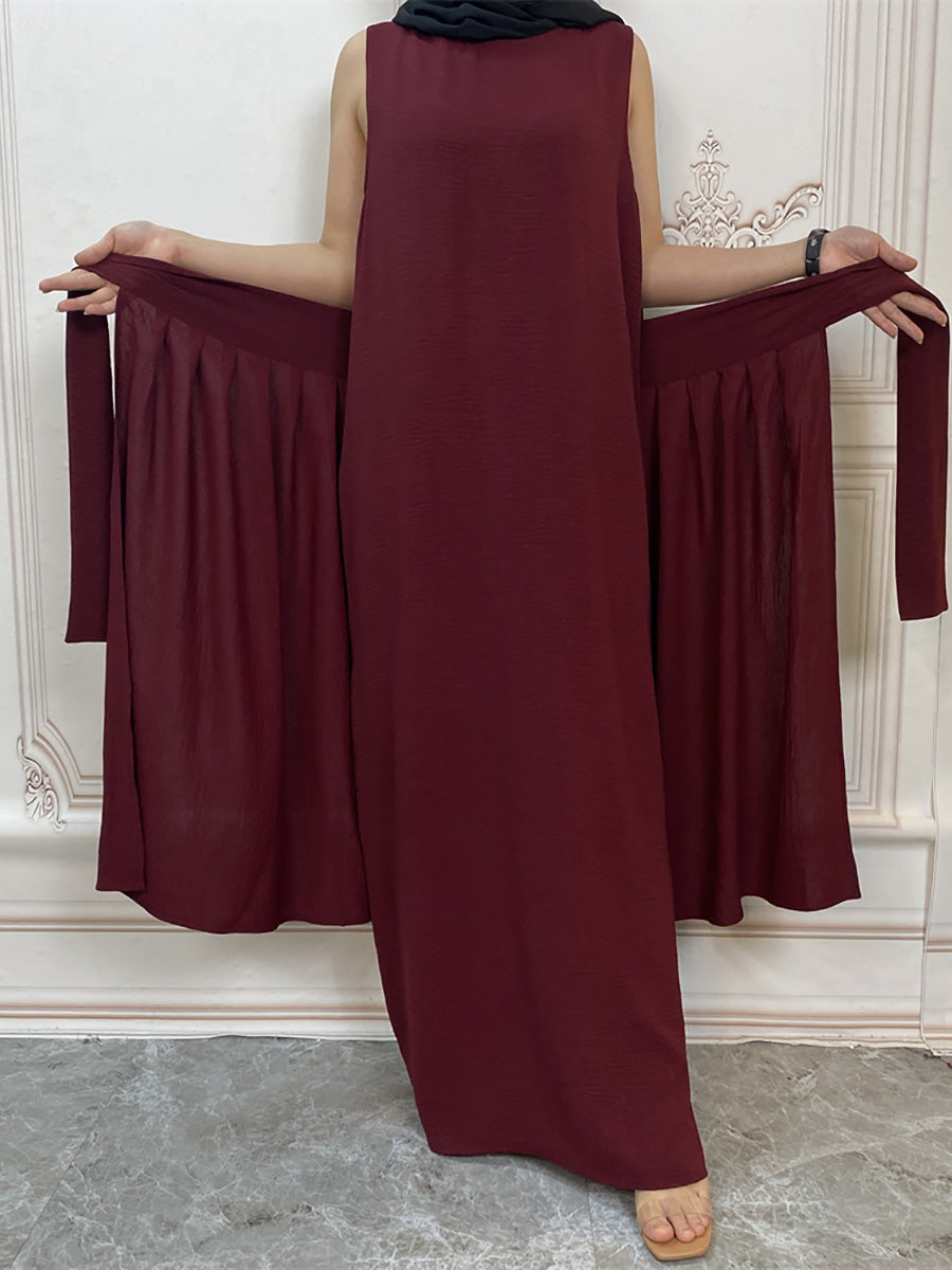 Three pieces wrap abaya dress- Canada hijab fashion Muslims - USA