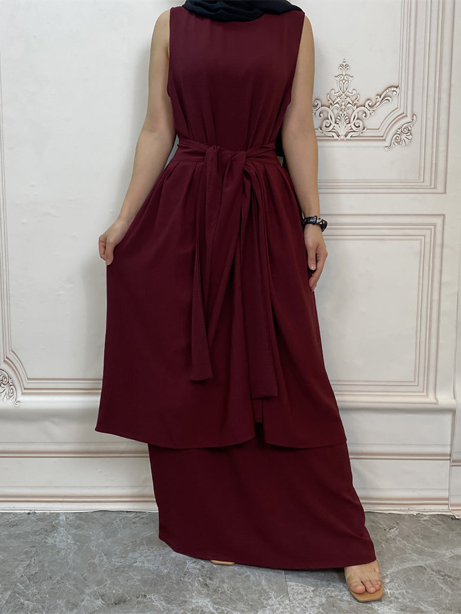 Three pieces wrap abaya dress- Canada hijab fashion Muslims - USA