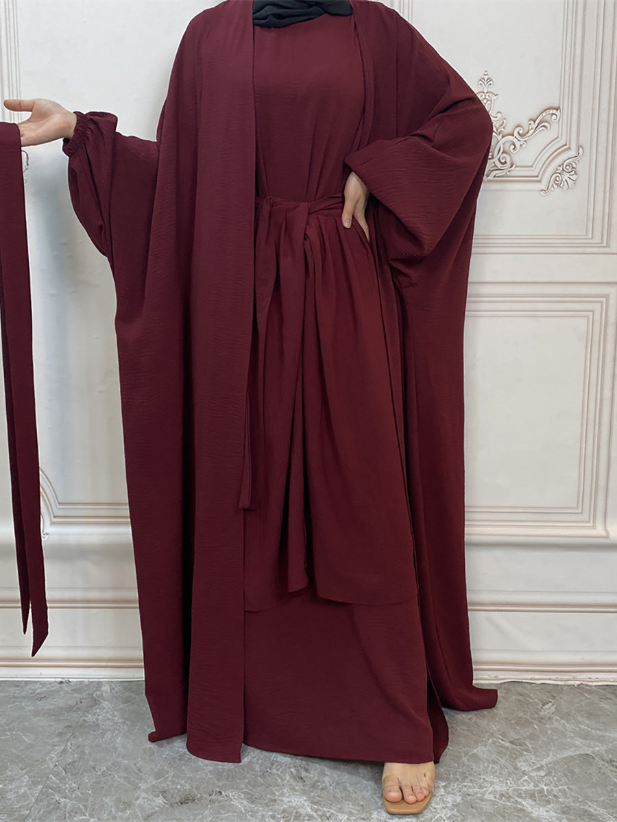 Three pieces wrap abaya dress- Canada hijab fashion Muslims - USA