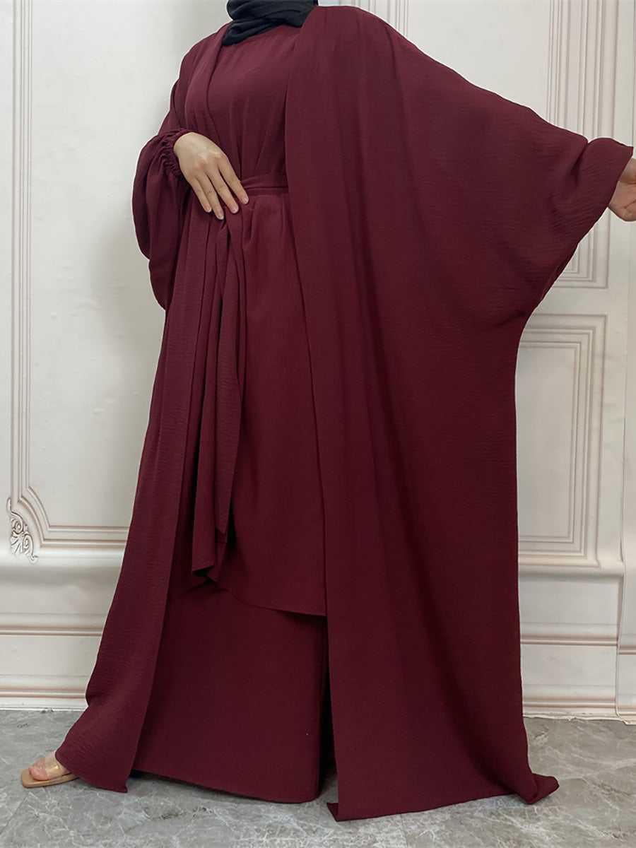 Three pieces wrap abaya dress- Canada hijab fashion muslims - USA