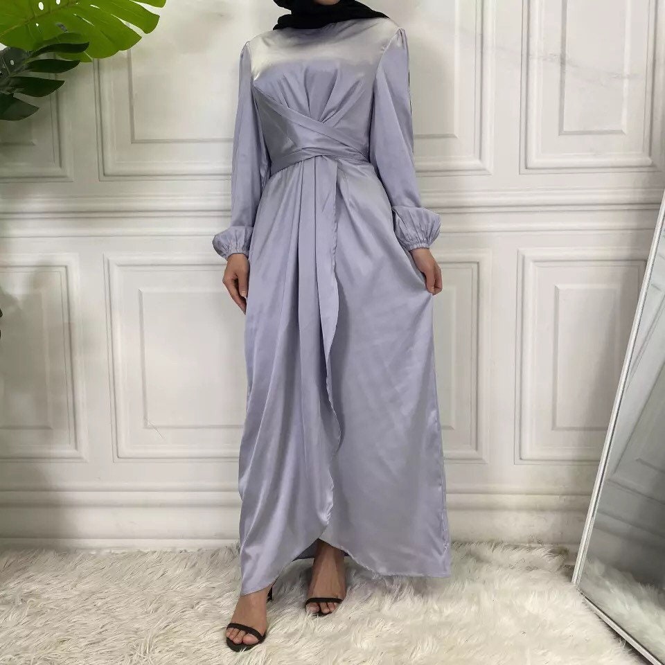 Long dress on a mannequin satin hijab dress