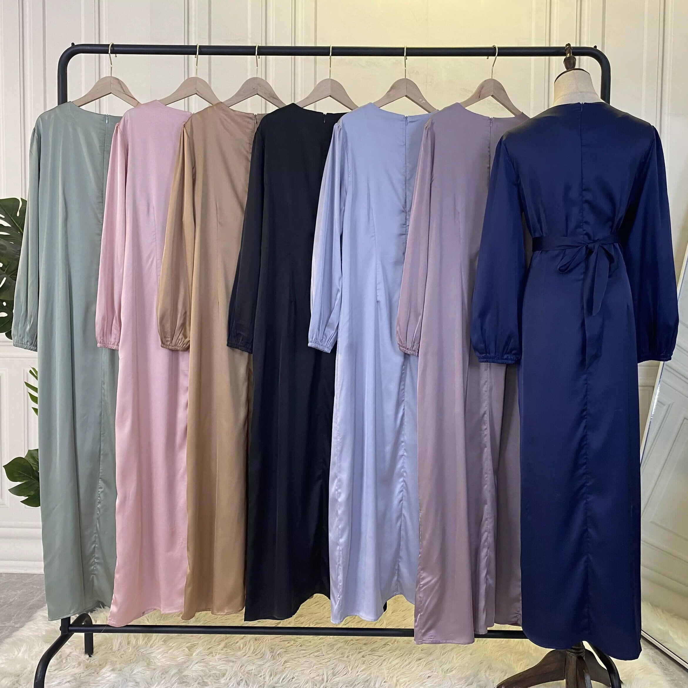 Long dress on a mannequin satin hijab dress