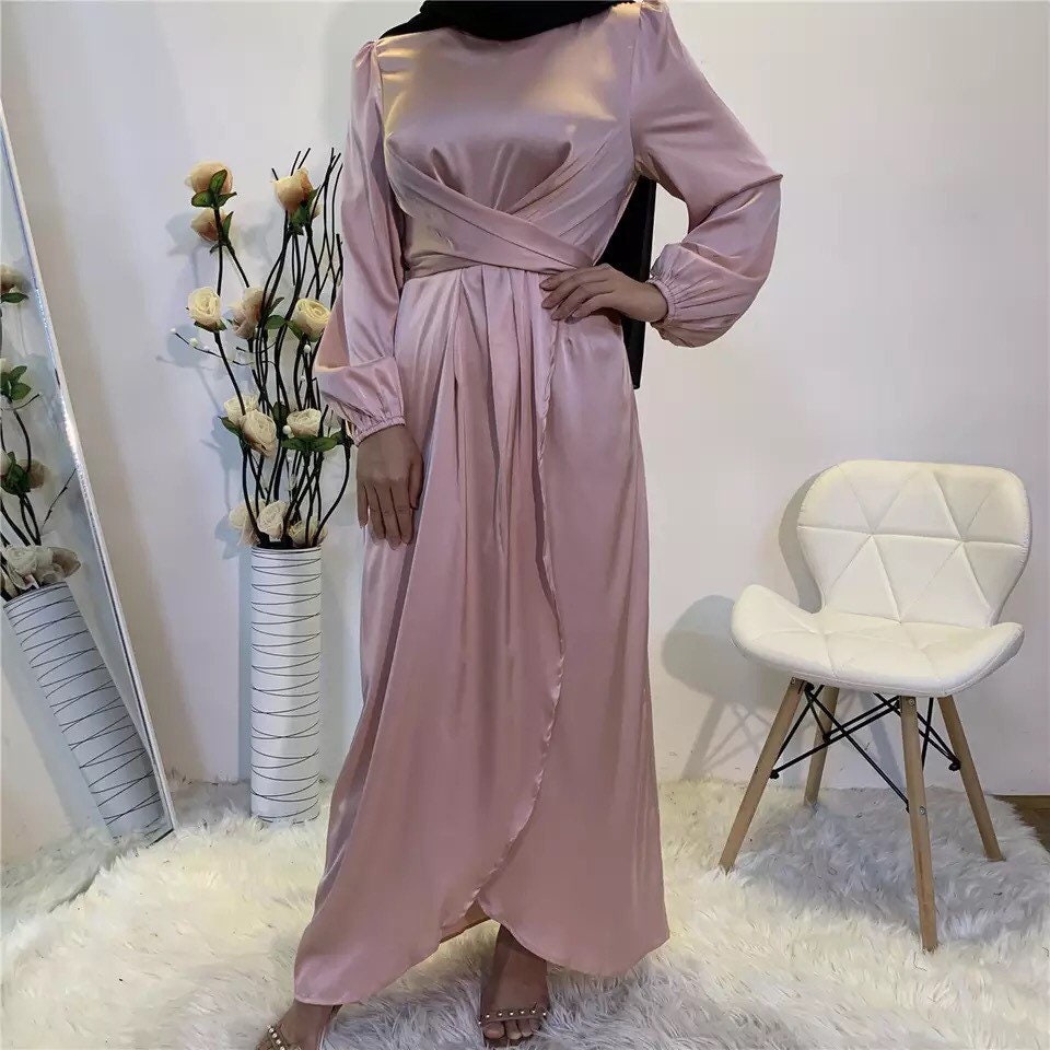 Long dress on a mannequin satin hijab dress
