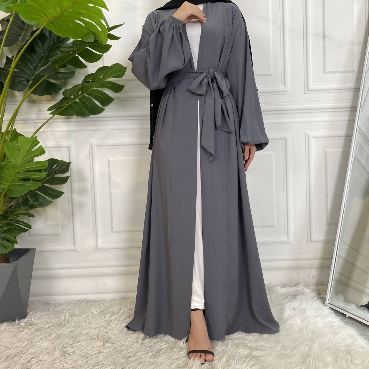 Plain abaya with belt