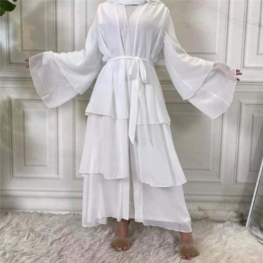 3-Piece Chiffon Layers, Inner Dress, and Coordinating Scarf