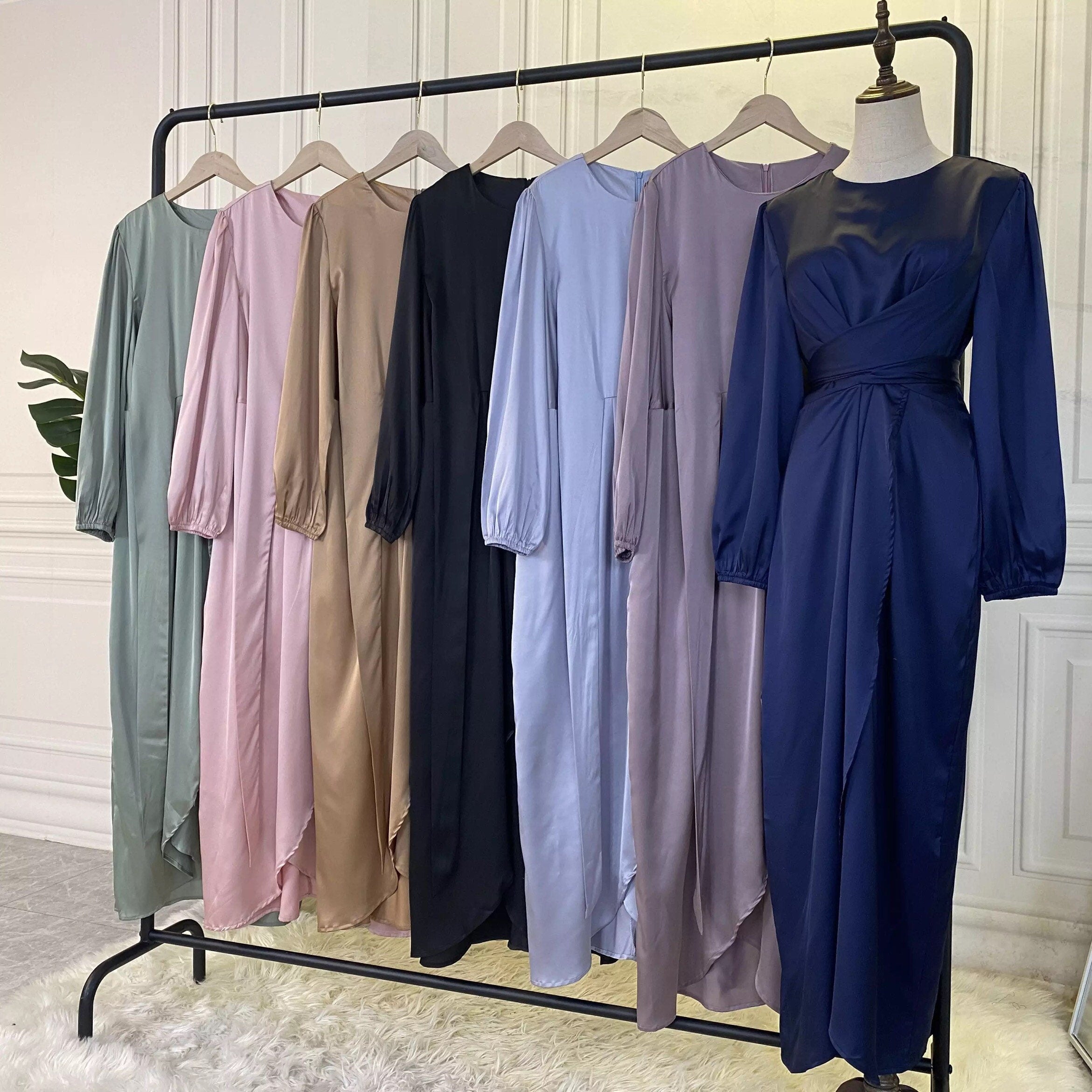 Long dress on a mannequin satin hijab dress