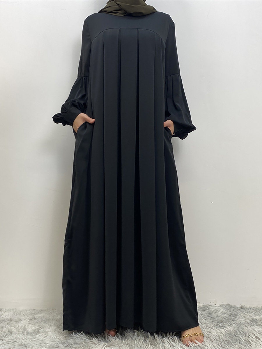 Khimar front pleated cuffed