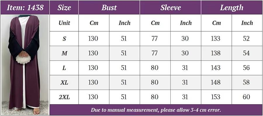 2 Colors Open Front Abaya