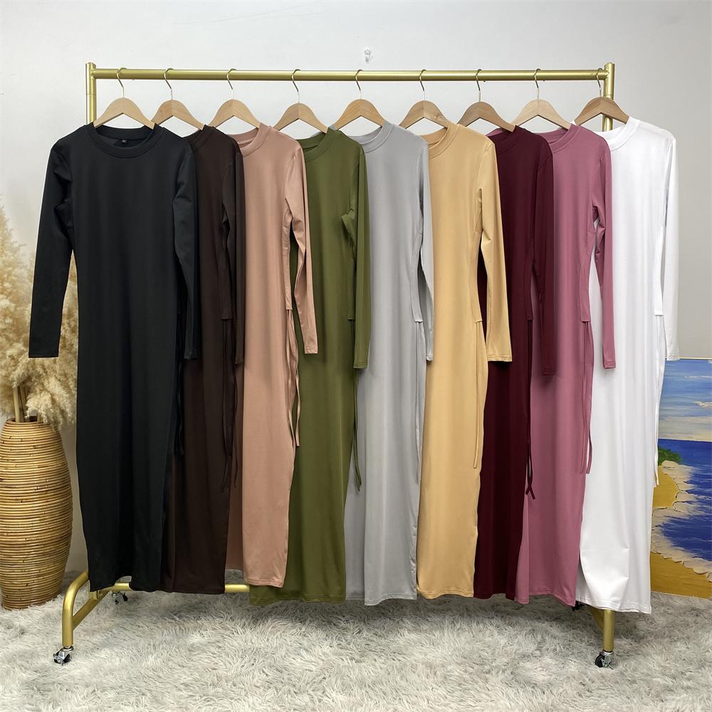 Basic cotton dress with side ribbons - Canada hijab fashion - USA Hijab Muslims