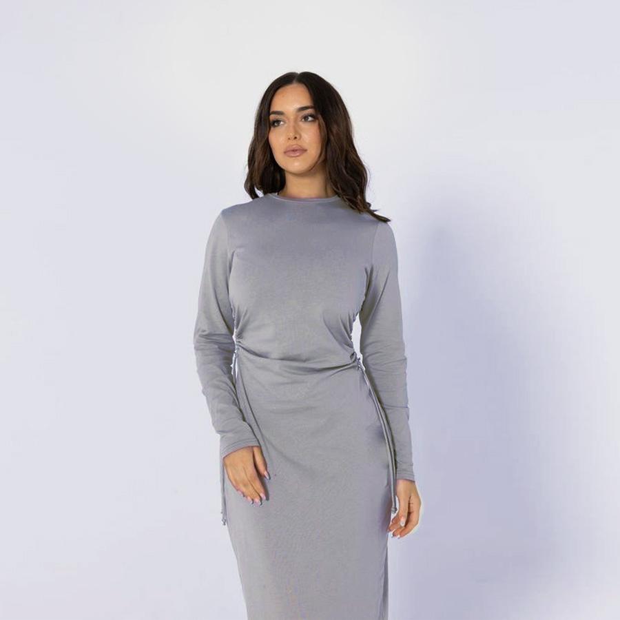 Basic cotton dress with side ribbons - Canada hijab fashion - USA Hijab Muslims
