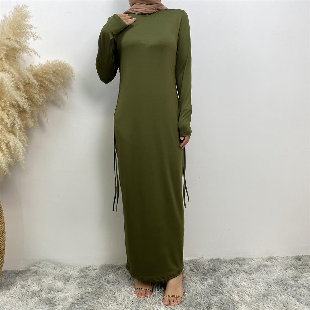 Basic cotton dress with side ribbons - Canada hijab fashion - USA Hijab Muslims