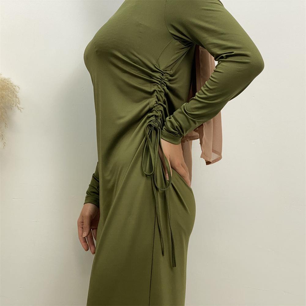 Basic cotton dress with side ribbons - Canada hijab fashion - USA Hijab Muslims