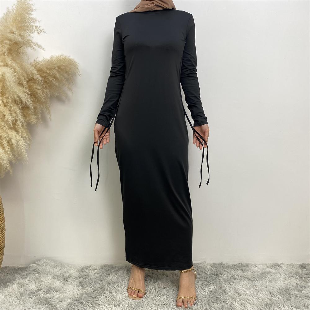 Basic cotton dress with side ribbons - Canada hijab fashion - USA Hijab Muslims