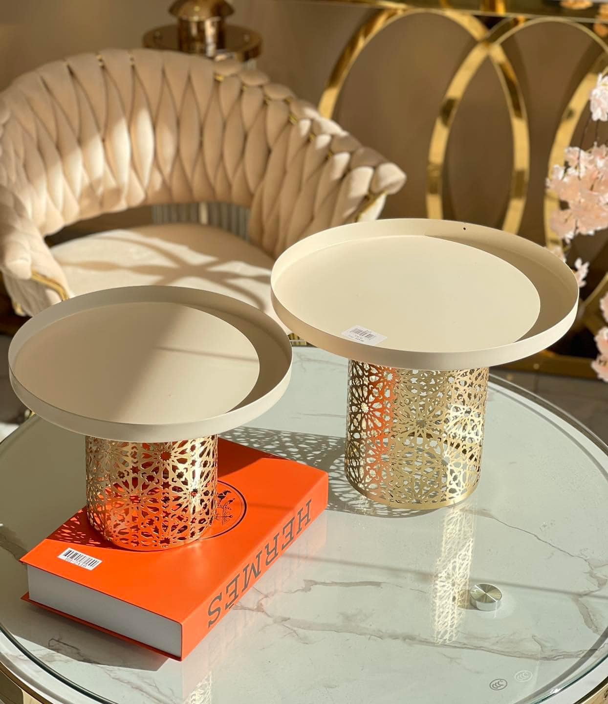 Elegant hollow metal cake stand ramadan