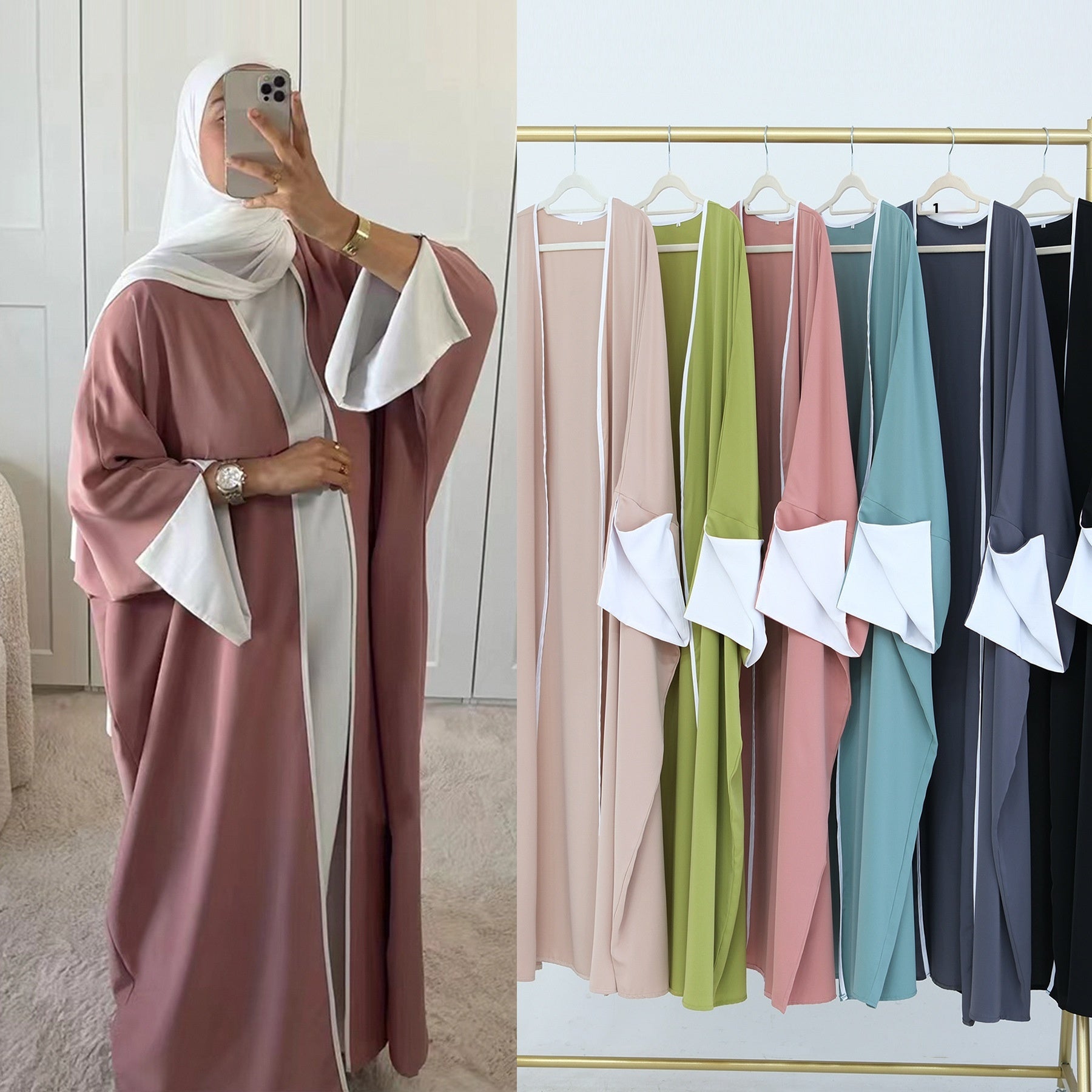 Two colors abaya oversize