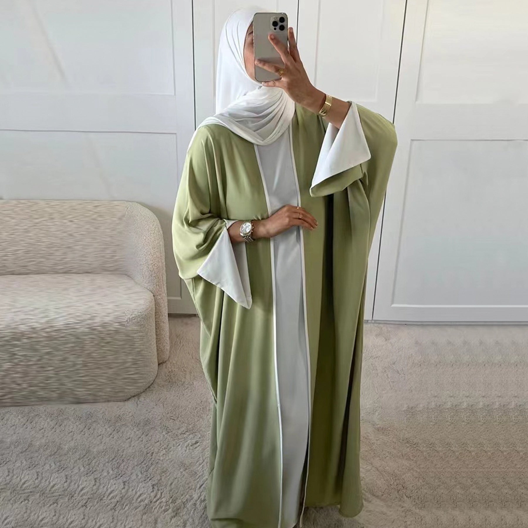 Two colors abaya oversize