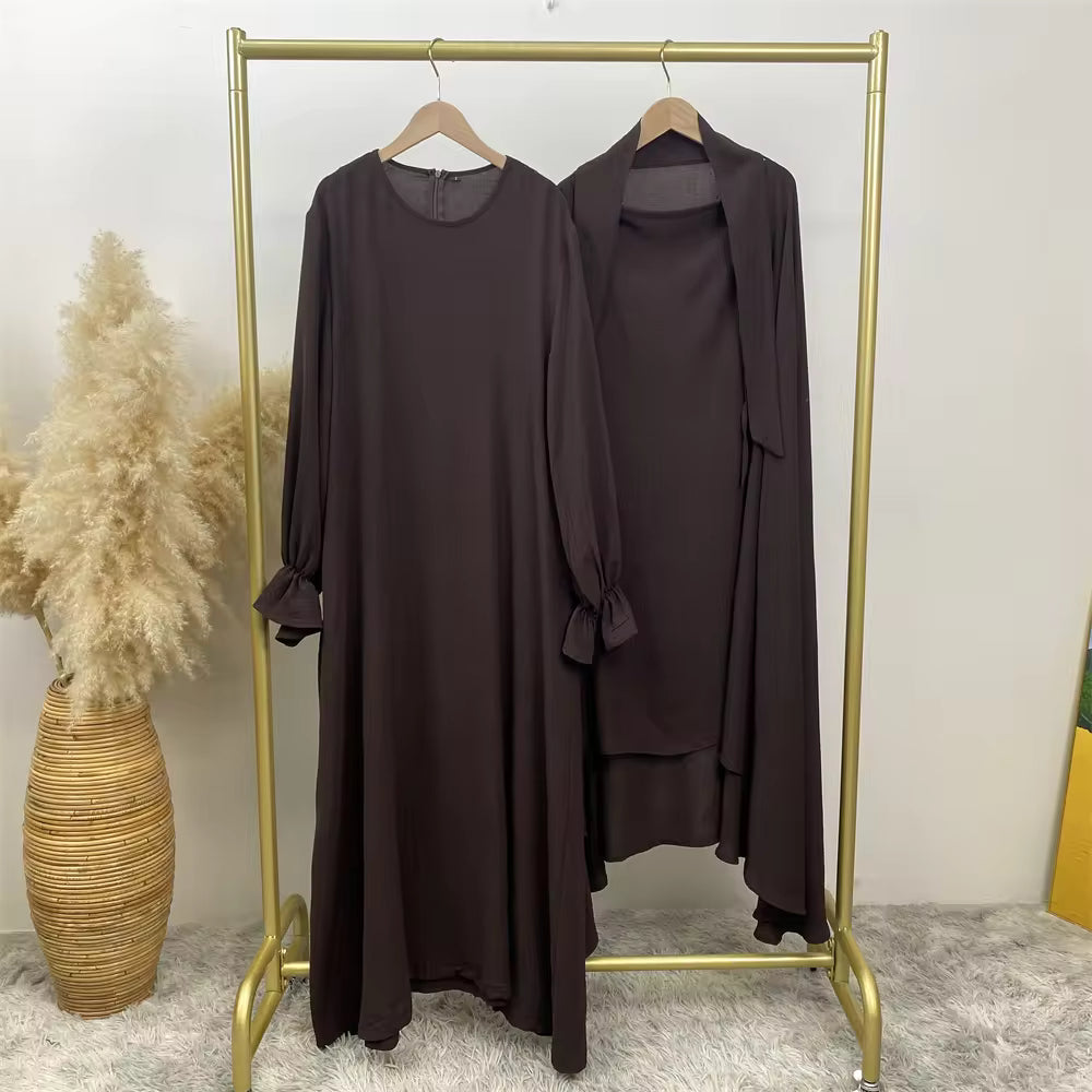 Khimar abaya 2 pieces set - Brown
