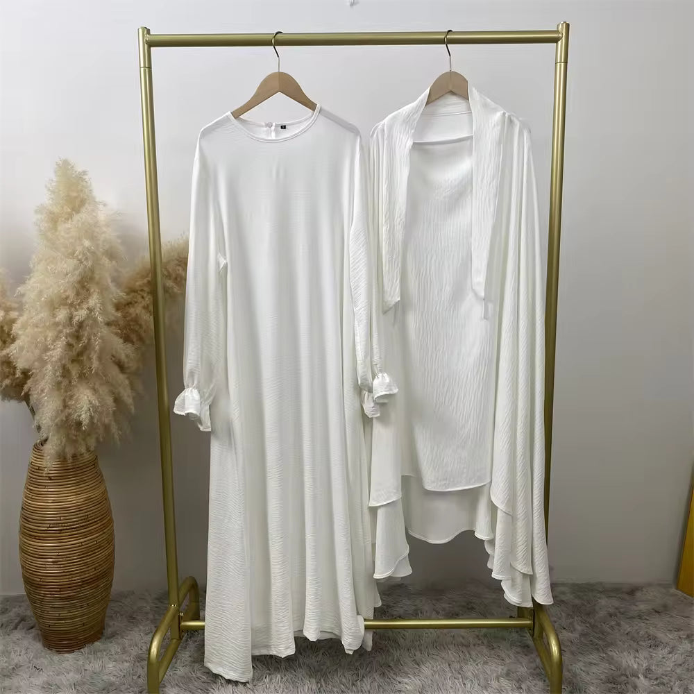 Khimar abaya 2 pieces set - white