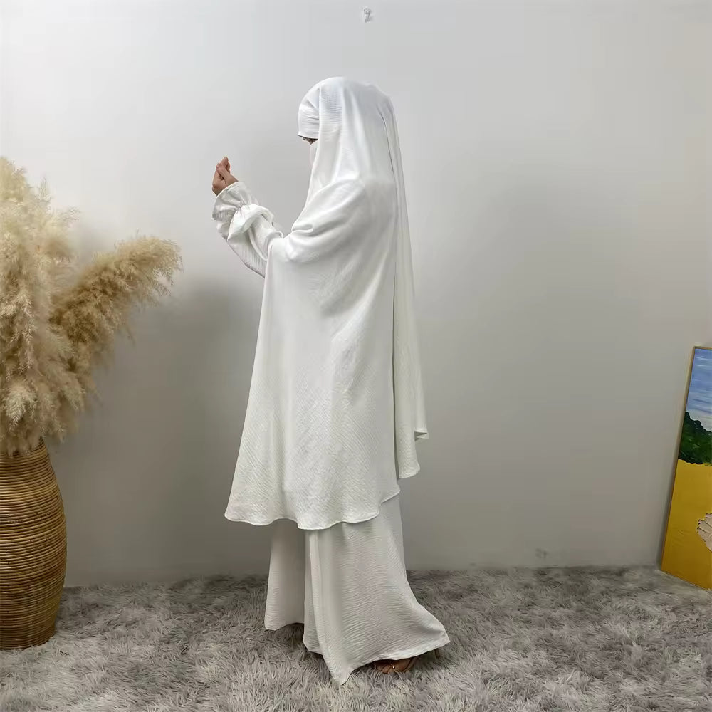 Khimar abaya 2 pieces set - white
