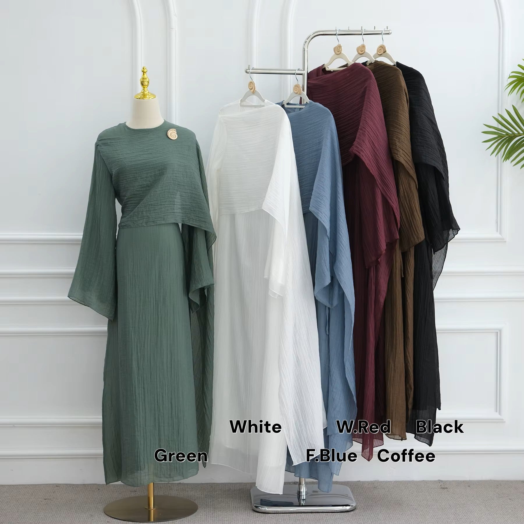 Pleated fabric Hijab dress with shawl gown - Canada Hijab - USA Hijab