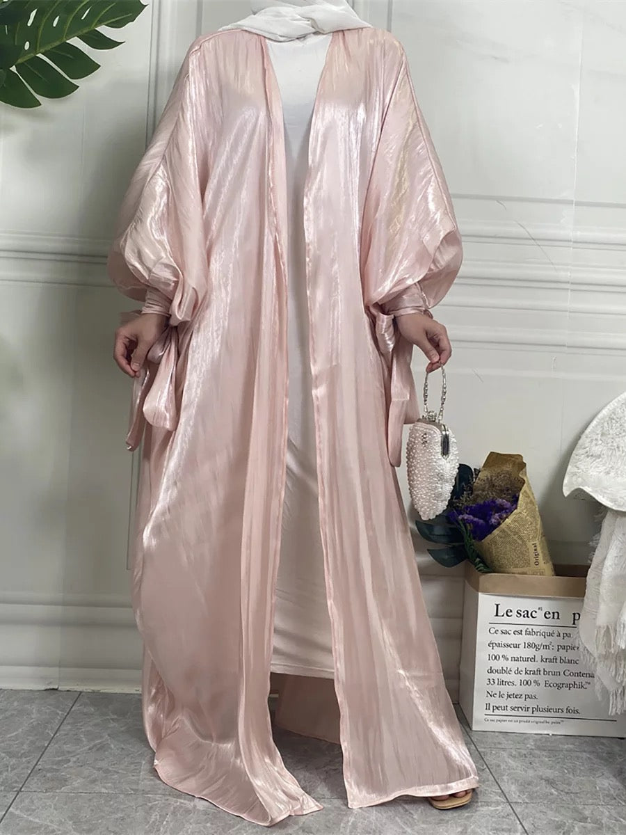 Cuffed bubble sleeves shinny abaya