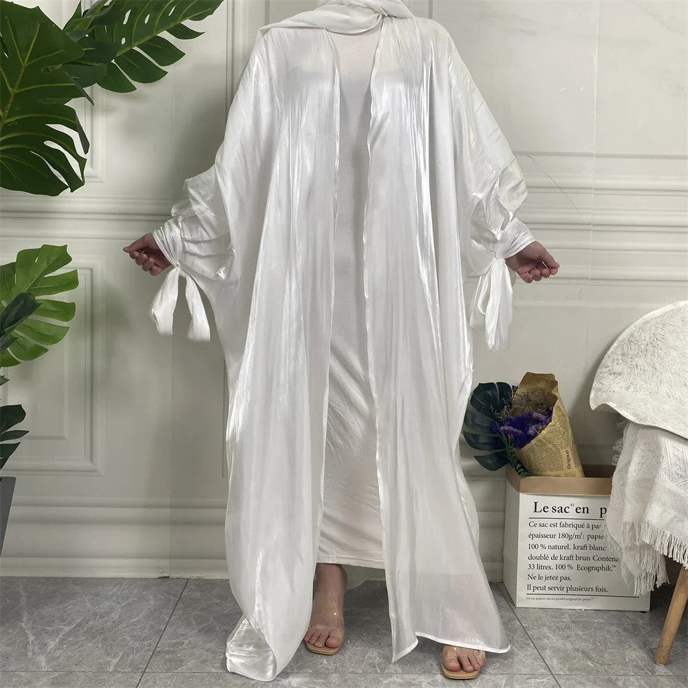 Cuffed bubble sleeves shinny abaya