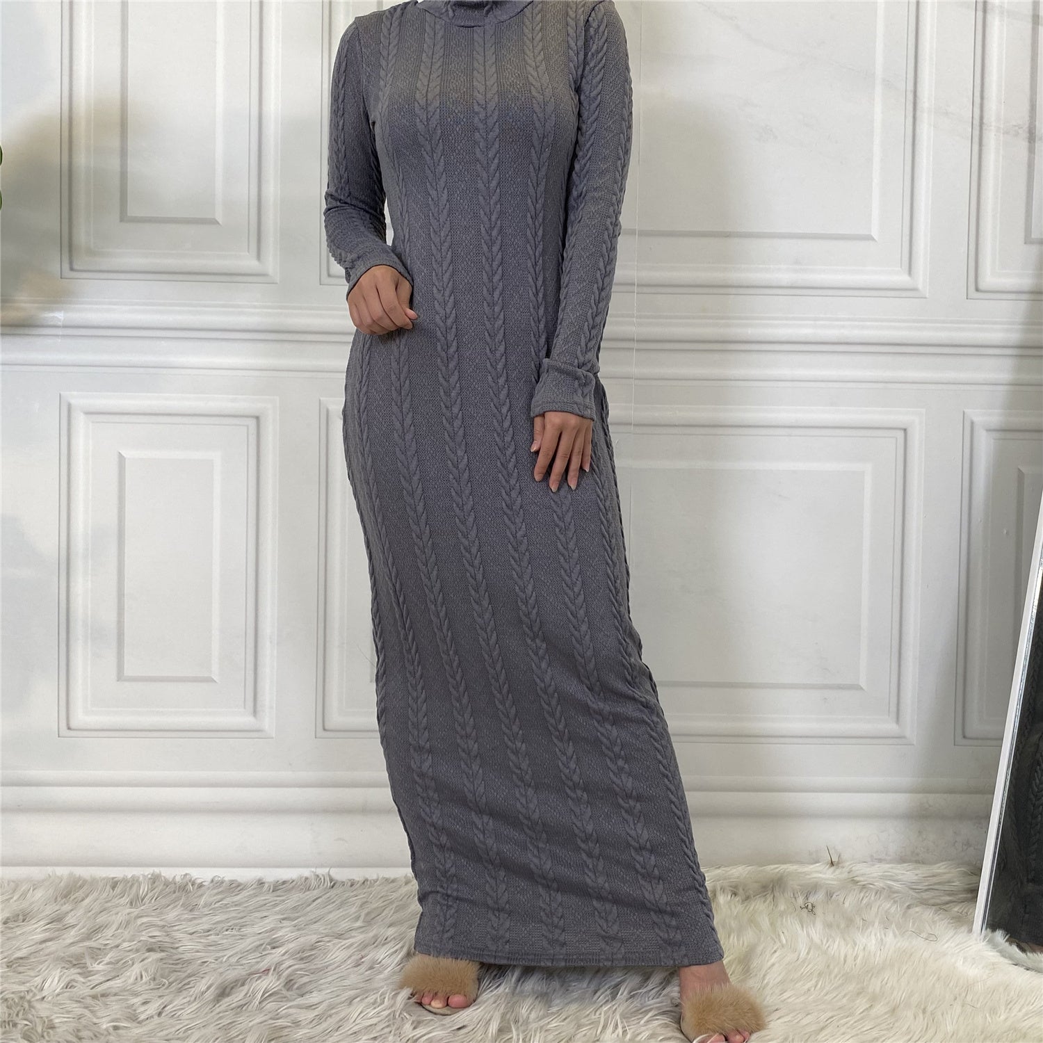 Basic sweater long sleeve plain dress