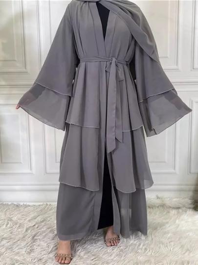 3-Piece Chiffon Layers, Inner Dress, and Coordinating Scarf