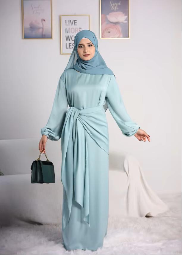 Elegant Wrap Evening Dress for Muslim Women