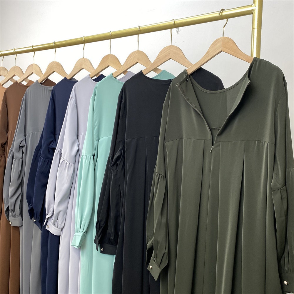 Khimar front pleated cuffed