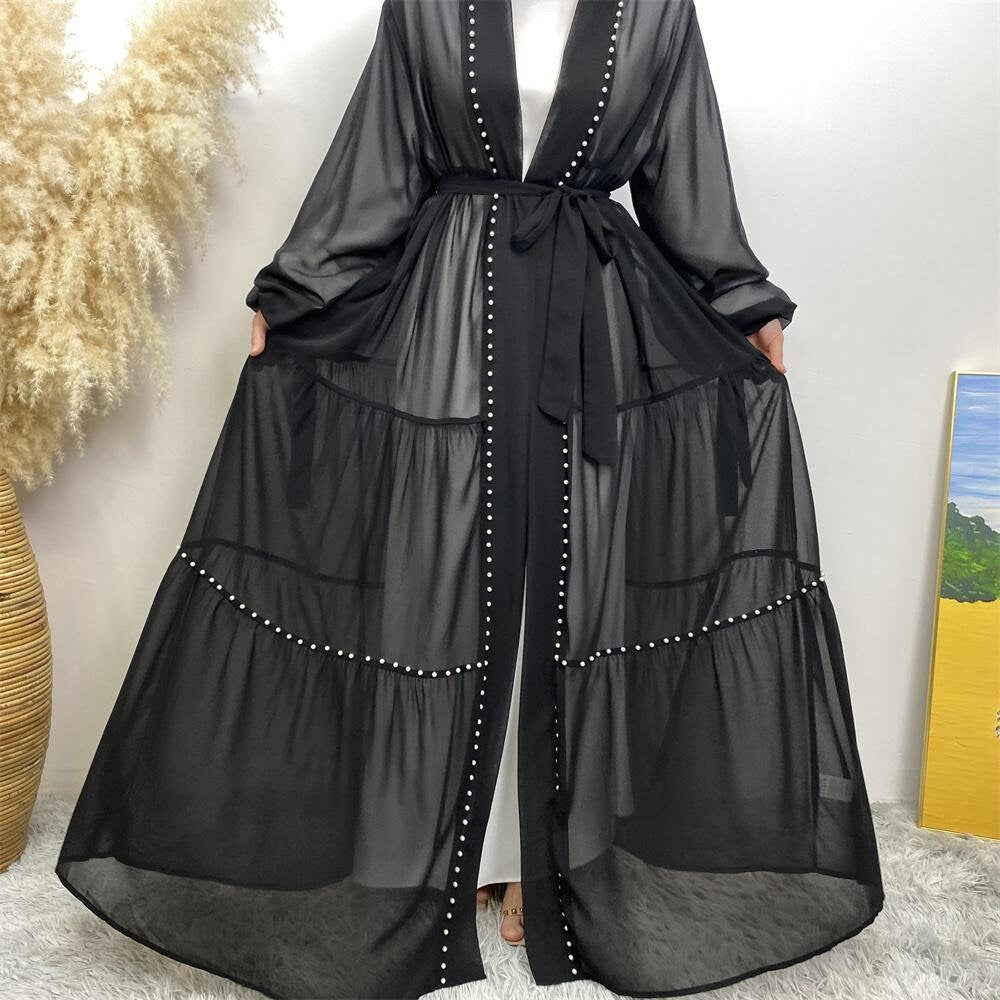pearl chiffon abaya