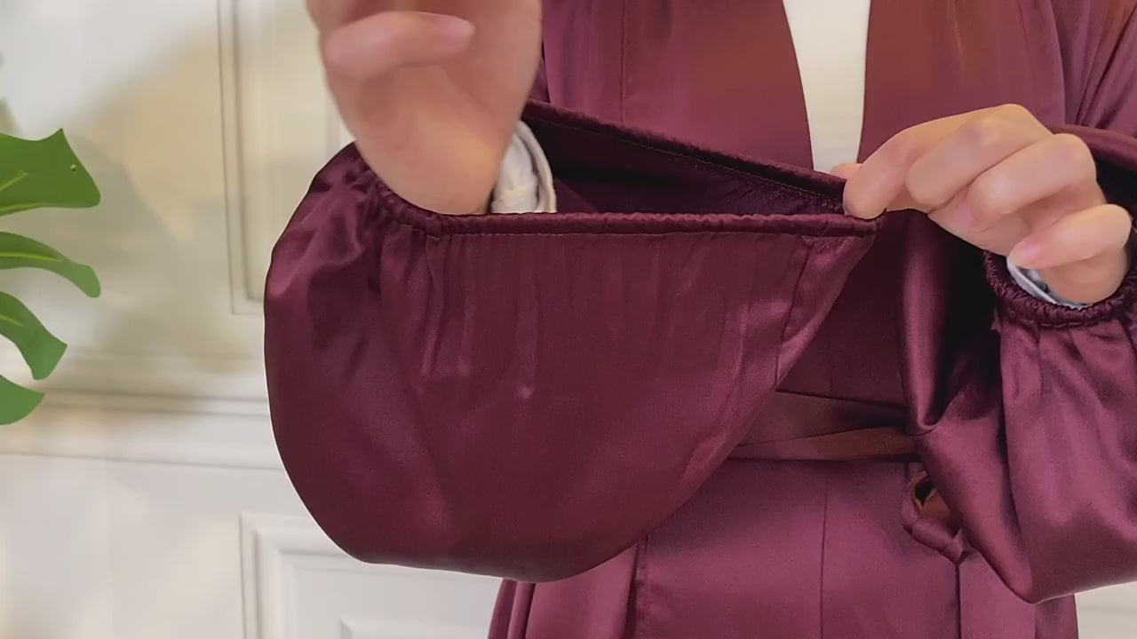 Satin abaya cuffed sleeves