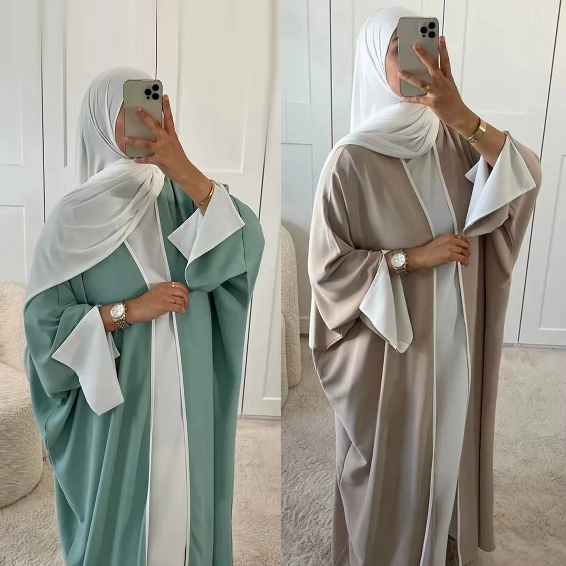 Two colors abaya oversize