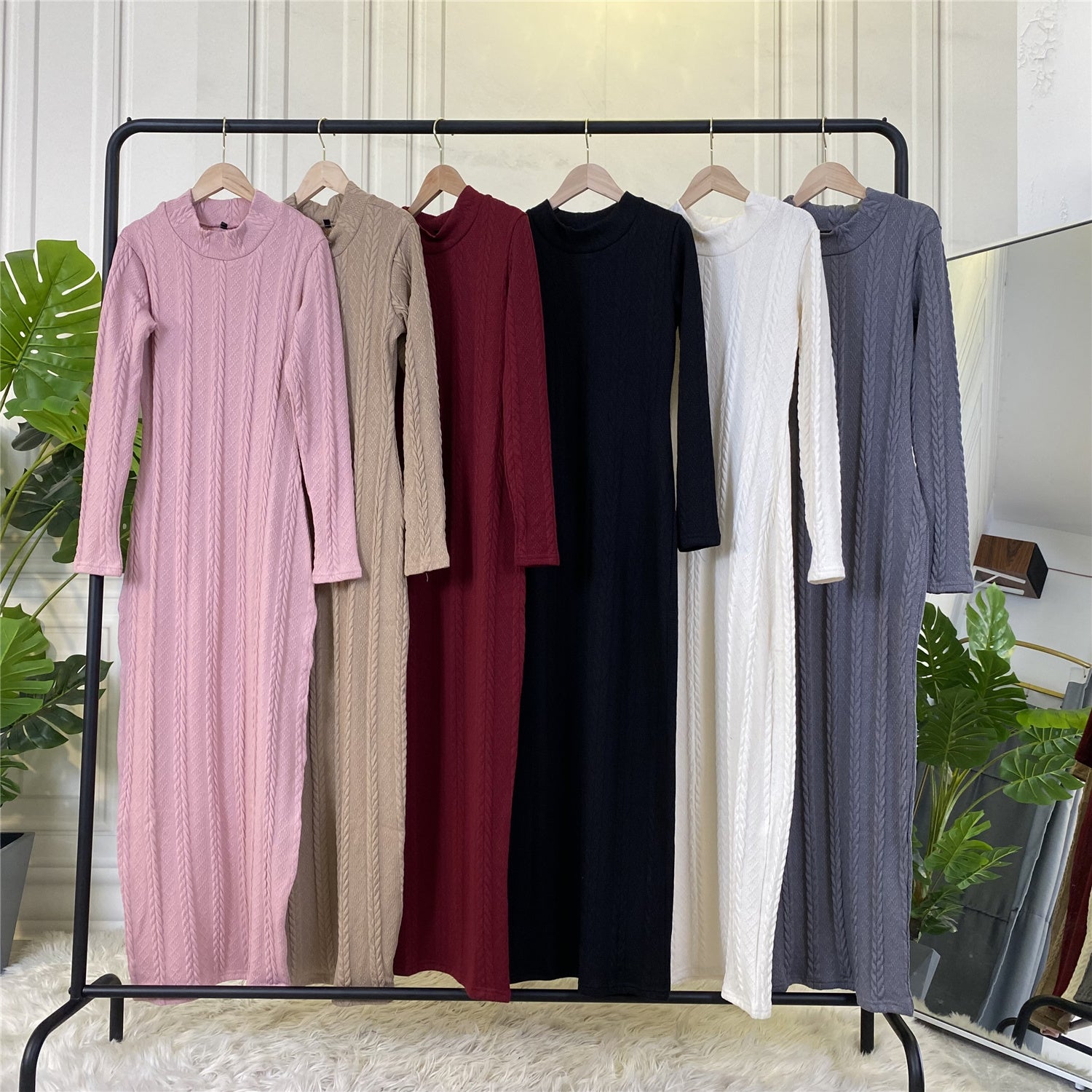 Basic sweater long sleeve plain dress