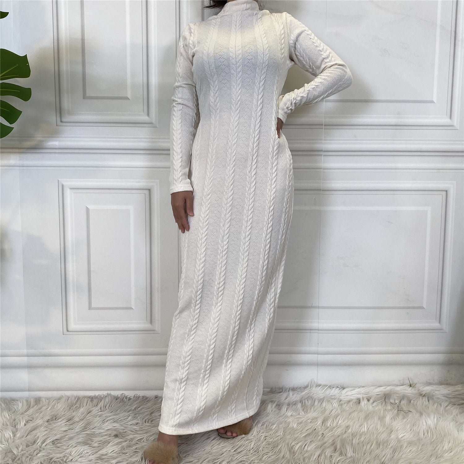 Basic sweater long sleeve plain dress