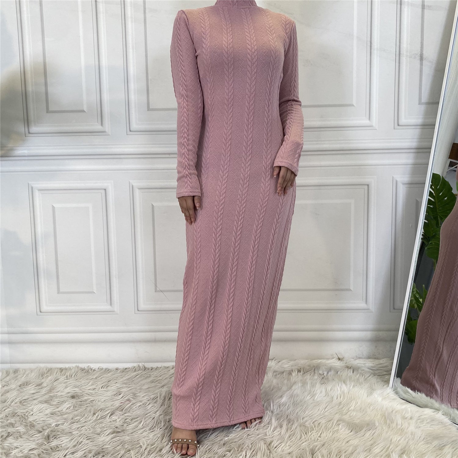 Basic sweater long sleeve plain dress