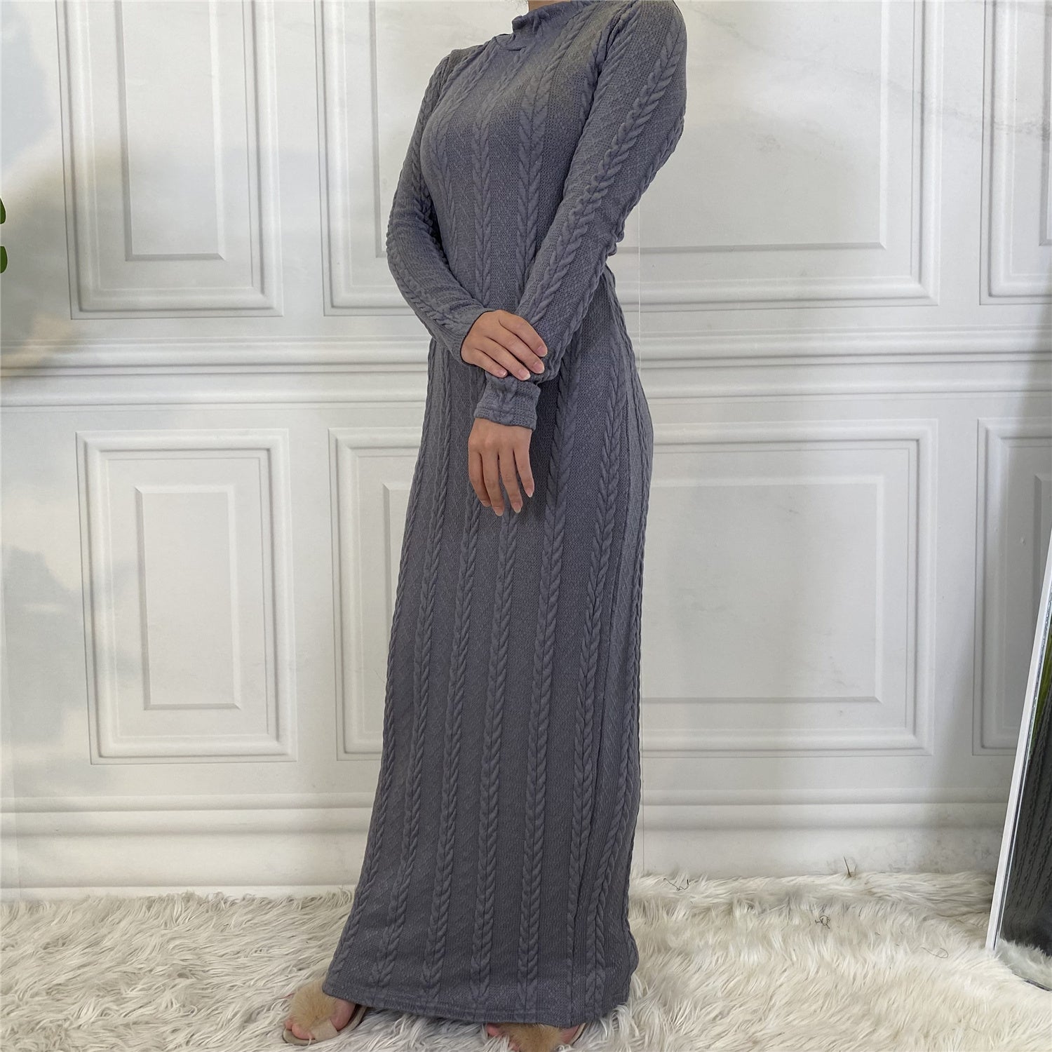 Basic sweater long sleeve plain dress