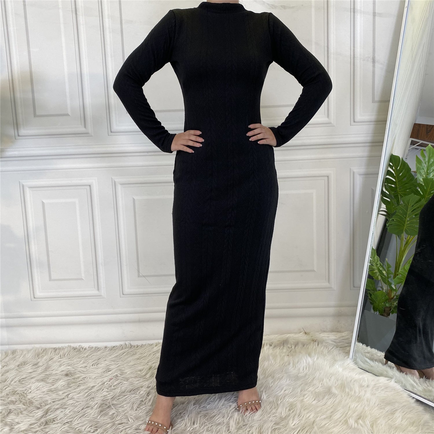 Basic sweater long sleeve plain dress