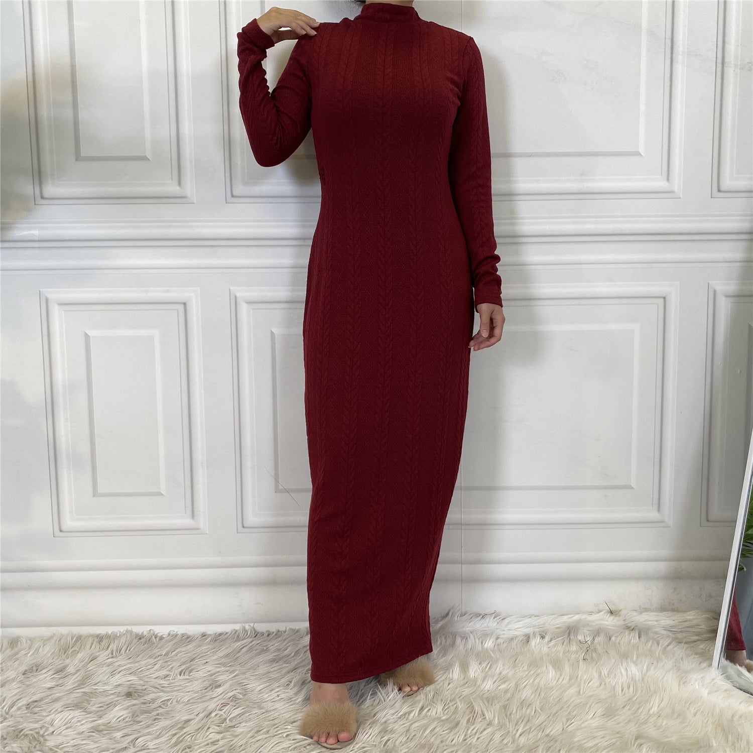 Basic sweater long sleeve plain dress