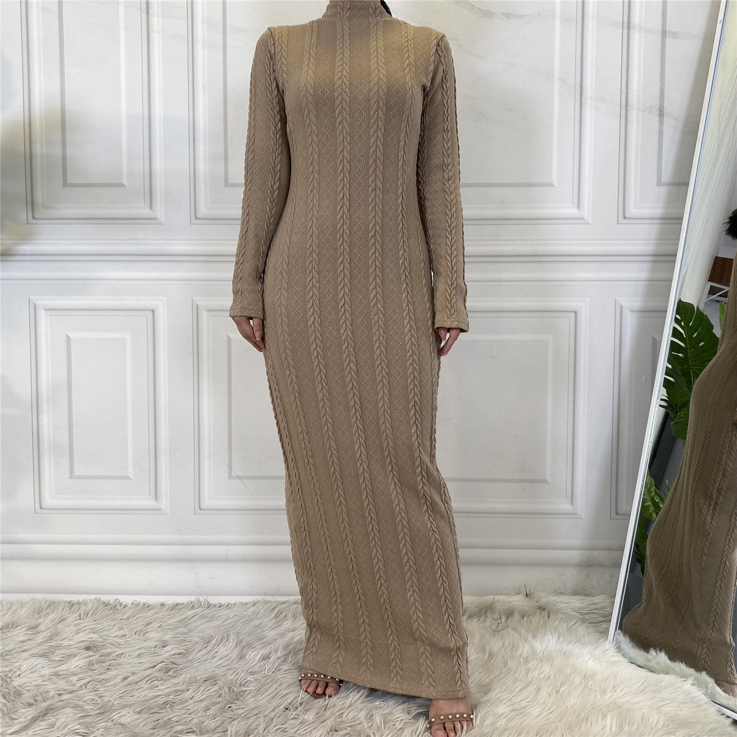 Basic sweater long sleeve plain dress