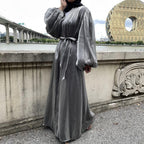 Bubble sleeve Abaya shinny
