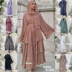 3-Piece Chiffon Layers, Inner Dress, and Coordinating Scarf