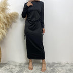 Basic cotton dress with side ribbons - Canada hijab fashion - USA Hijab Muslims 