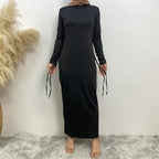 Basic cotton dress with side ribbons - Canada hijab fashion - USA Hijab Muslims 