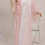 Cuffed bubble sleeves shinny abaya