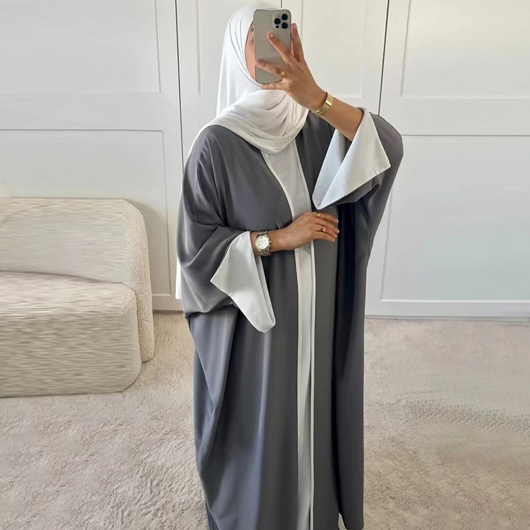 Two colors abaya oversize 
